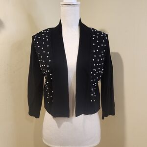 RN Studio By Ronni Nicole  Black Cardigan with White Polka Dots M